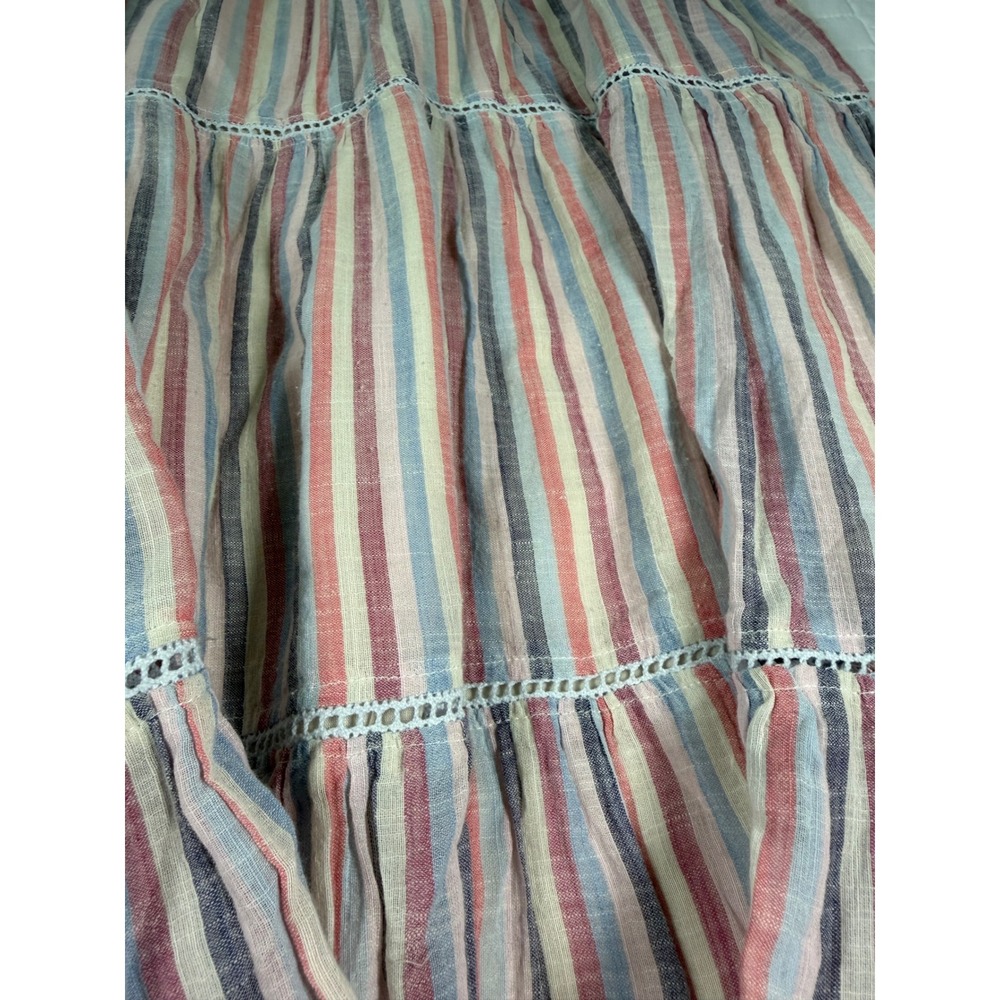 Anthropologie Sundry Luna Tiered Midi Dress Striped Pastel Beach Resortwear 2 - Picture 7 of 10